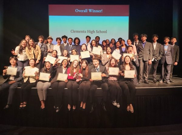 Model UN delegates pose with their certificates after being declared the overall winners of the University of Houston competition.