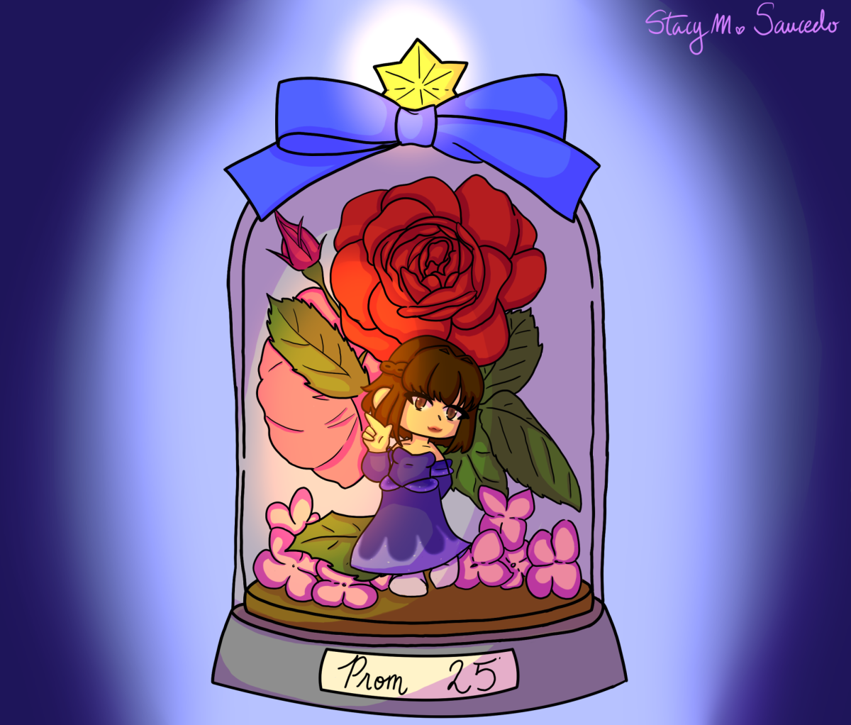 Prom this year featured lavish decorations and good food. Illustration by Stacy Saucedo.