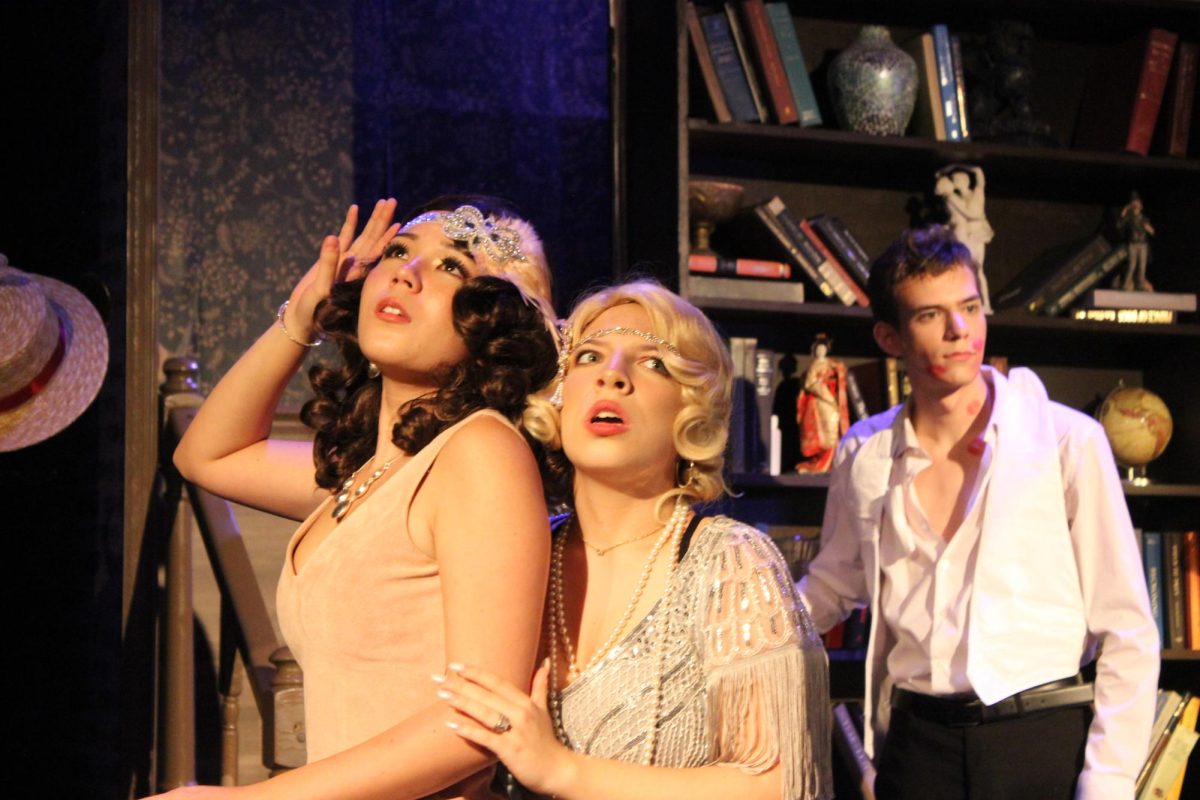Judith confronting Sandy and Sorrel (From left to right: Amelie Irvin, Maddie Teverovsky, and Patrick Mallory).