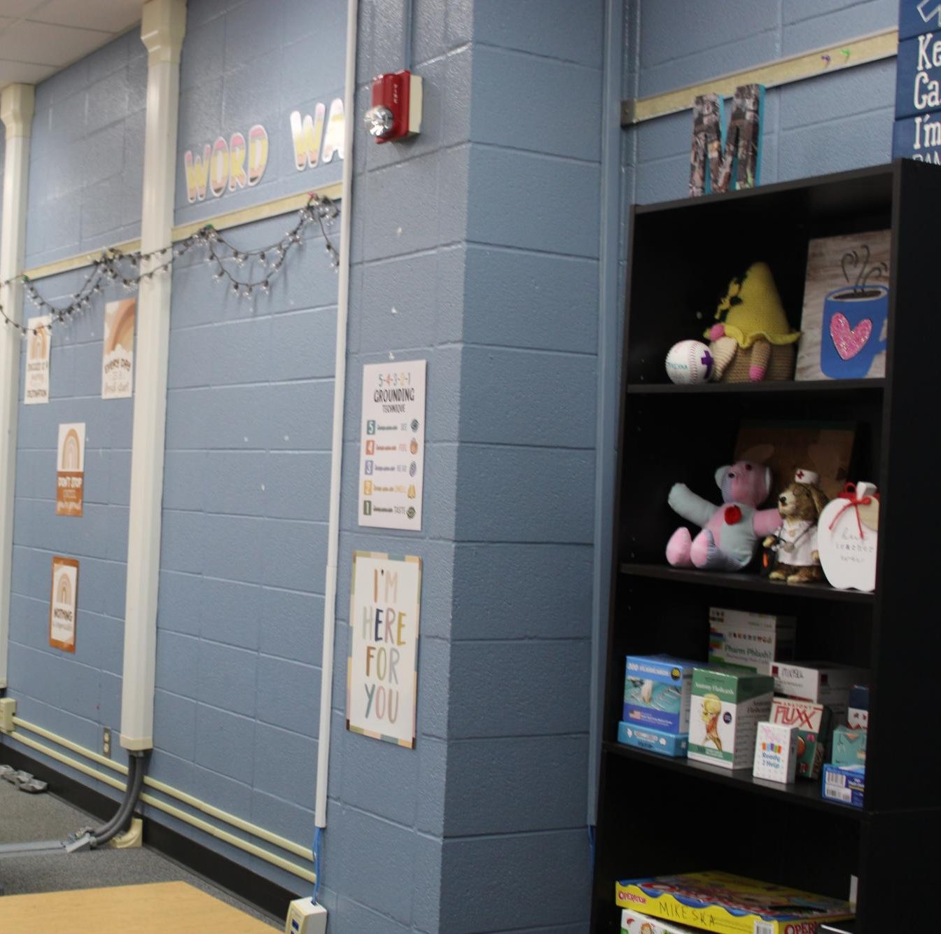 Mikeska loves to keep her classroom vibrant, adding fairy lights, “emotional support” stuffed animals, positive posters and anatomical posters.
