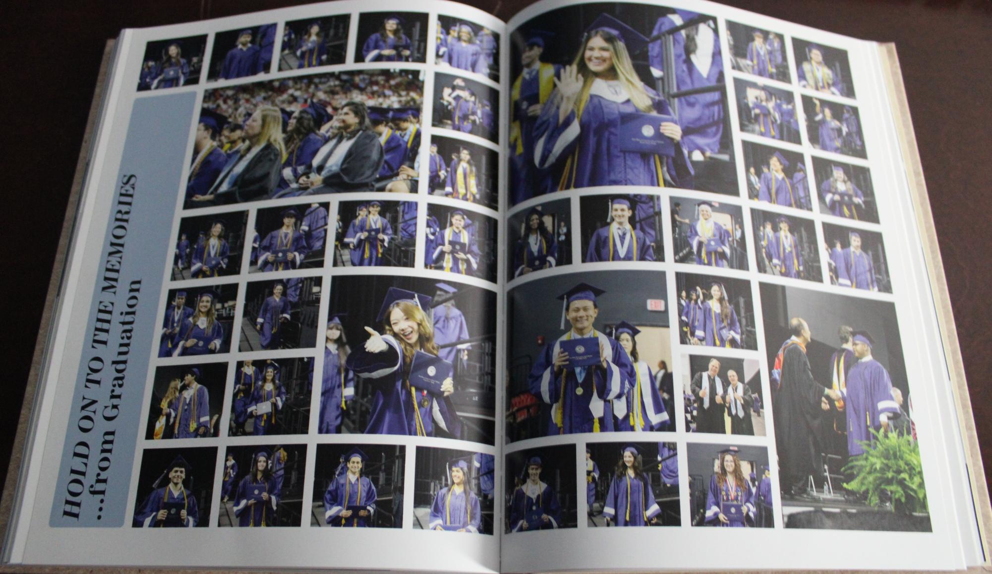 A 2025 graduation spread designed by yearbook adviser Fay Mayo.
